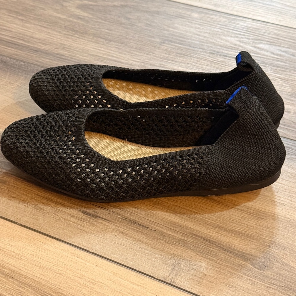 Rothy’s Black Knit Flats Size 6.5 Washable Pointed Toe